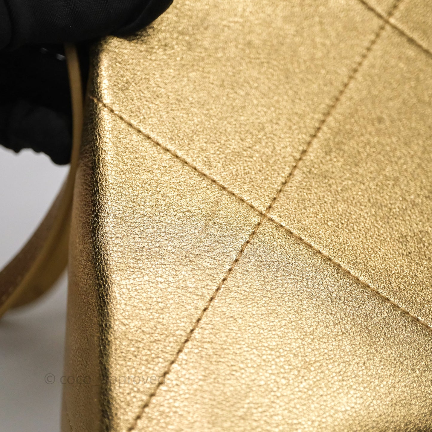 Chanel Calfskin Kiss Lock Frame Gold Bag