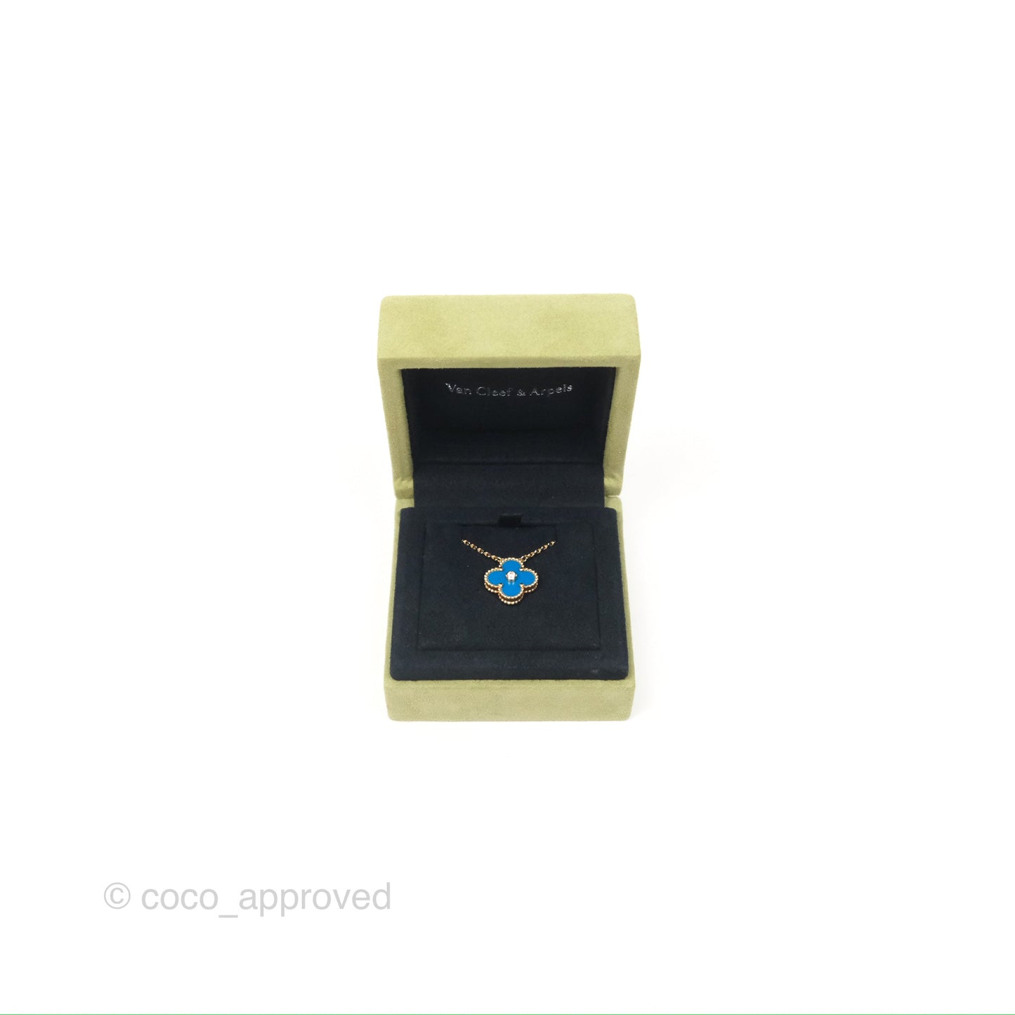 Van Cleef & Arpels Vintage Alhambra Pendant Celestial Blue Yellow Gold