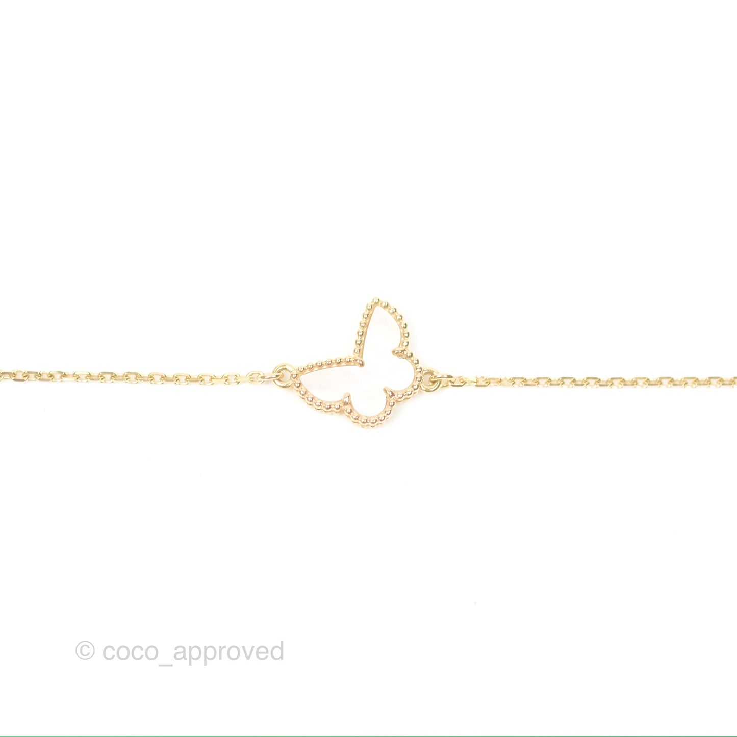 Van Cleef & Arpels 18K Yellow Gold Mother of Pearl Sweet Alhambra Butterfly Bracelet
