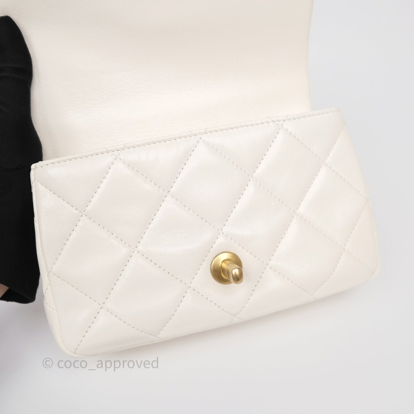Chanel Small Fancy Jewel Flap White Shiny Lambskin Aged Gold Hardware 23S