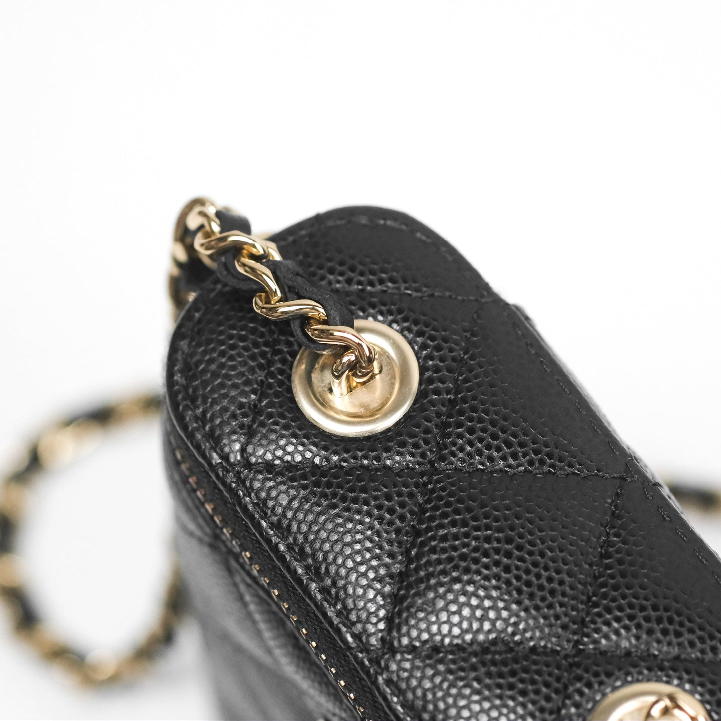 Chanel Classic Mini Vanity With Chain Black Caviar Gold Hardware