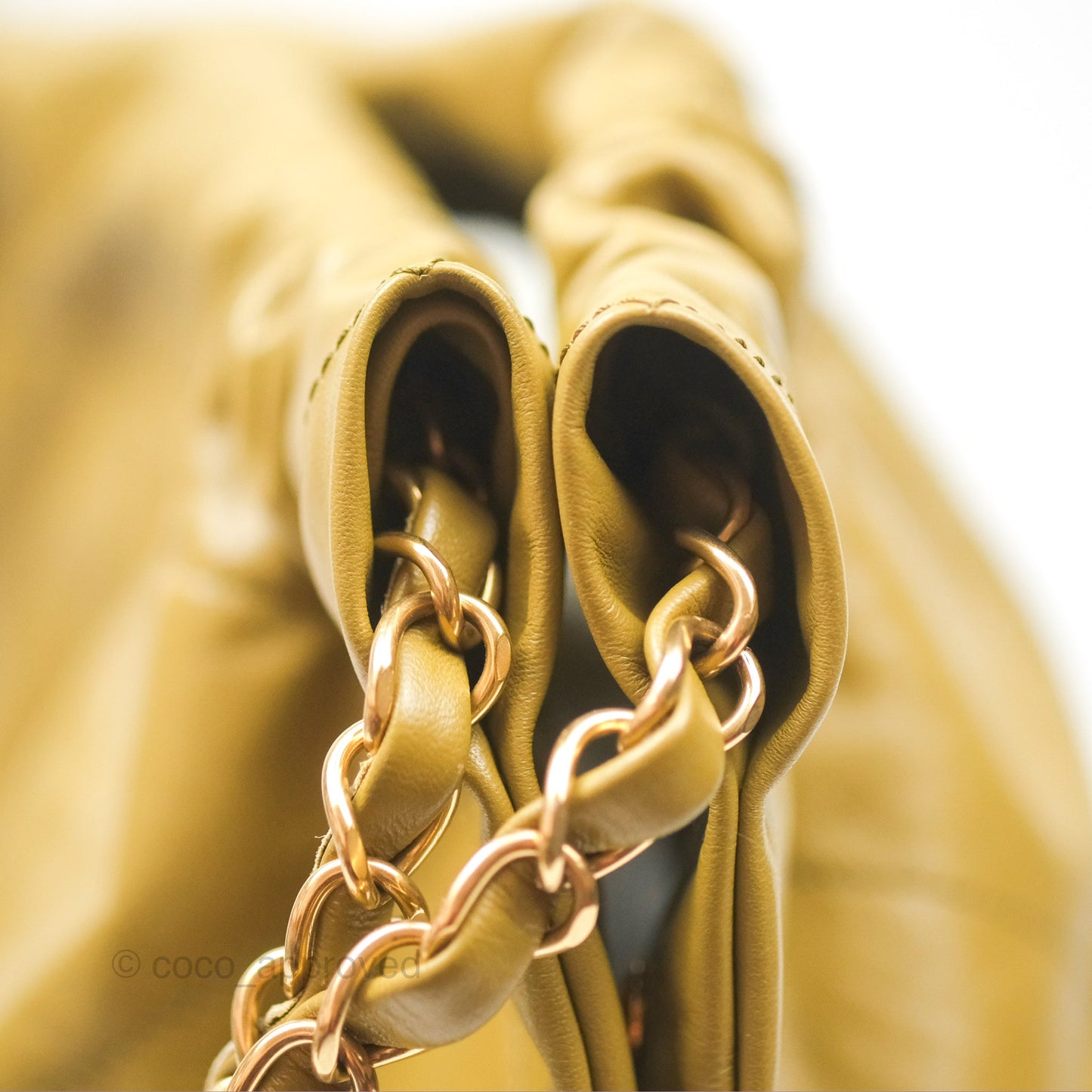 Chanel 22 Medium Olive Shiny Crumpled Calfskin Aged Gold Hardware
