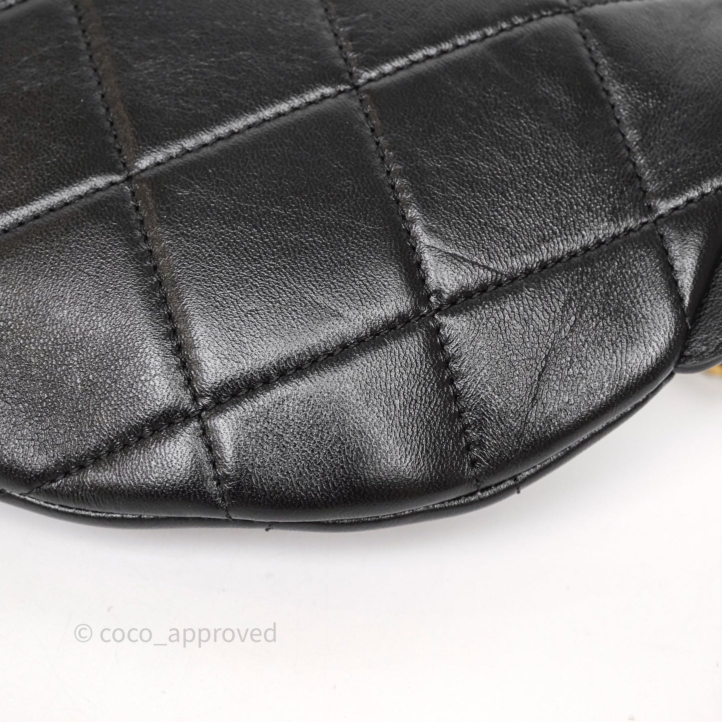 Chanel Quilted Waist Bag Lambskin Black Aged Gold Hardware