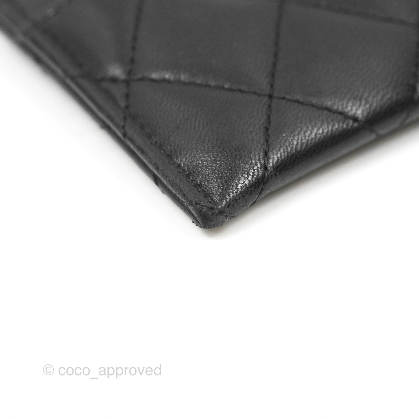 Chanel Classic Flat Card Holder Black Lambskin Gold Hardware