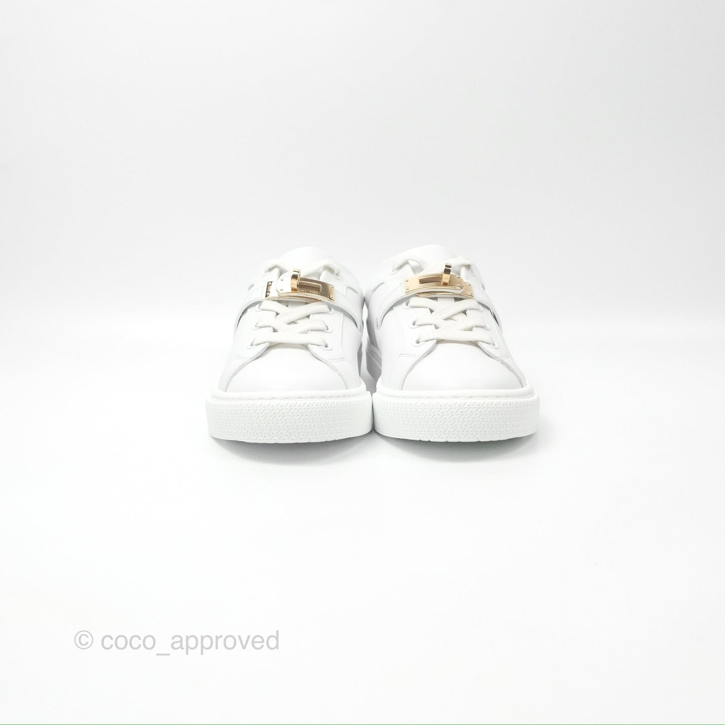 Hermès Day Sneakers White Calfskin Gold Hardware Size 35