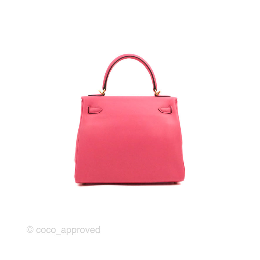 Hermès Retourne Kelly 25 Veau Swift Rose Azalee Gold Hardware