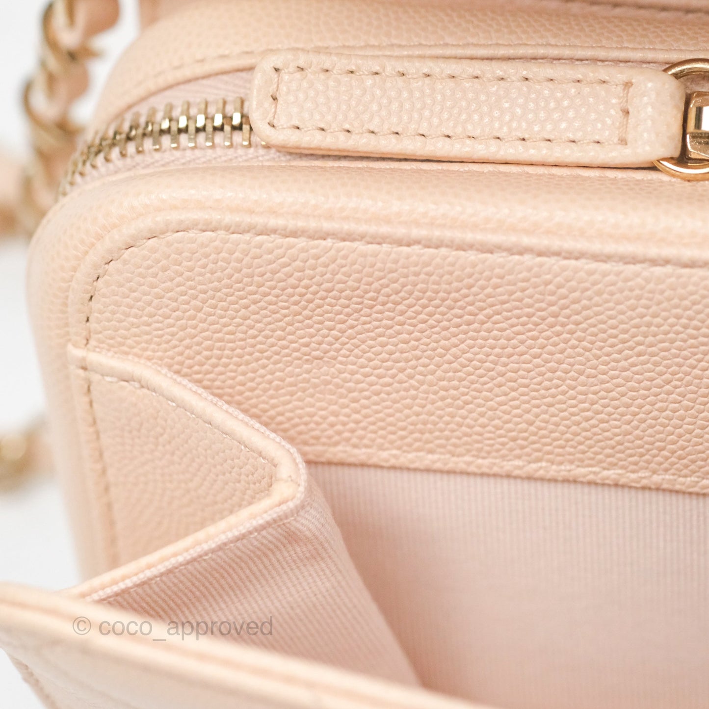 Chanel Quilted Small Like The Wallet Flap Light Beige Pink Caviar Light Gold Hardware 22C