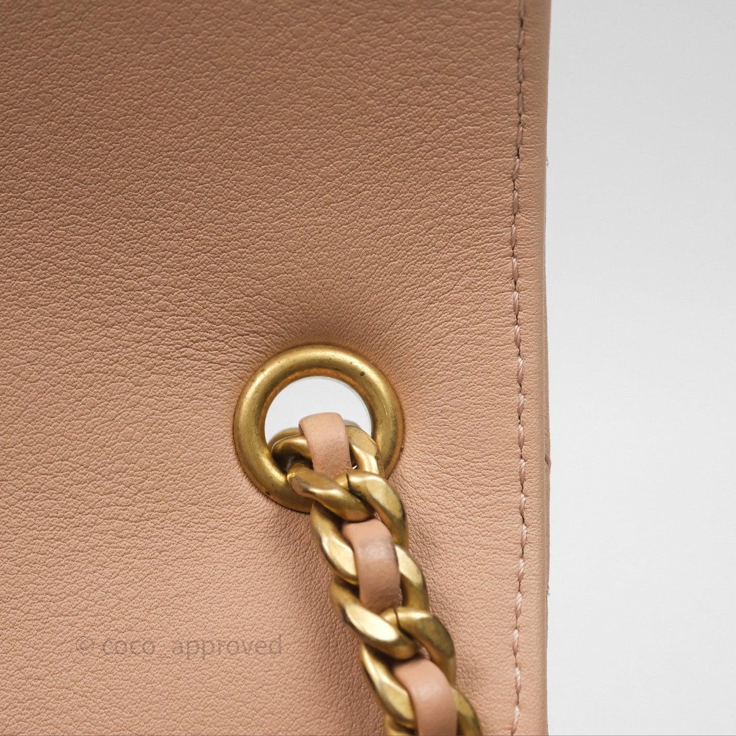 Chanel Messenger Bag Beige Pink Calfskin Aged Gold Hardware