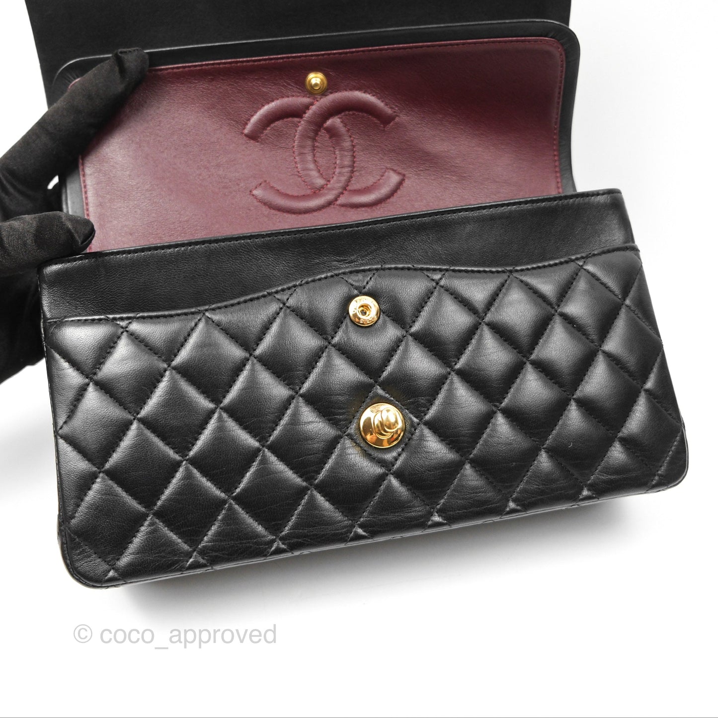 Chanel Classic M/L Medium Flap Quilted Black Lambskin Gold Hardware