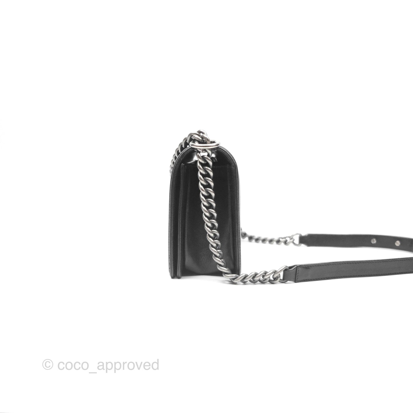 Chanel Medium Boy Quilted Black Caviar Ruthenium Hardware