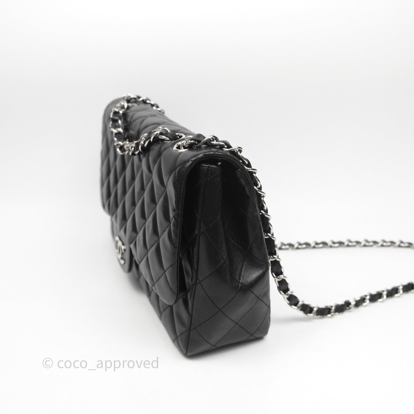 Chanel Jumbo Single Flap Black Lambskin Silver Hardware