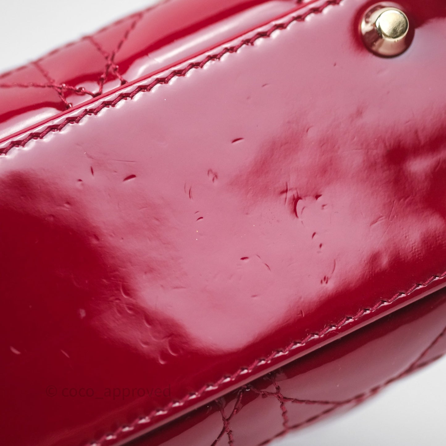 Christian Dior Mini Lady Dior Red Patent Cannage Gold Hardware