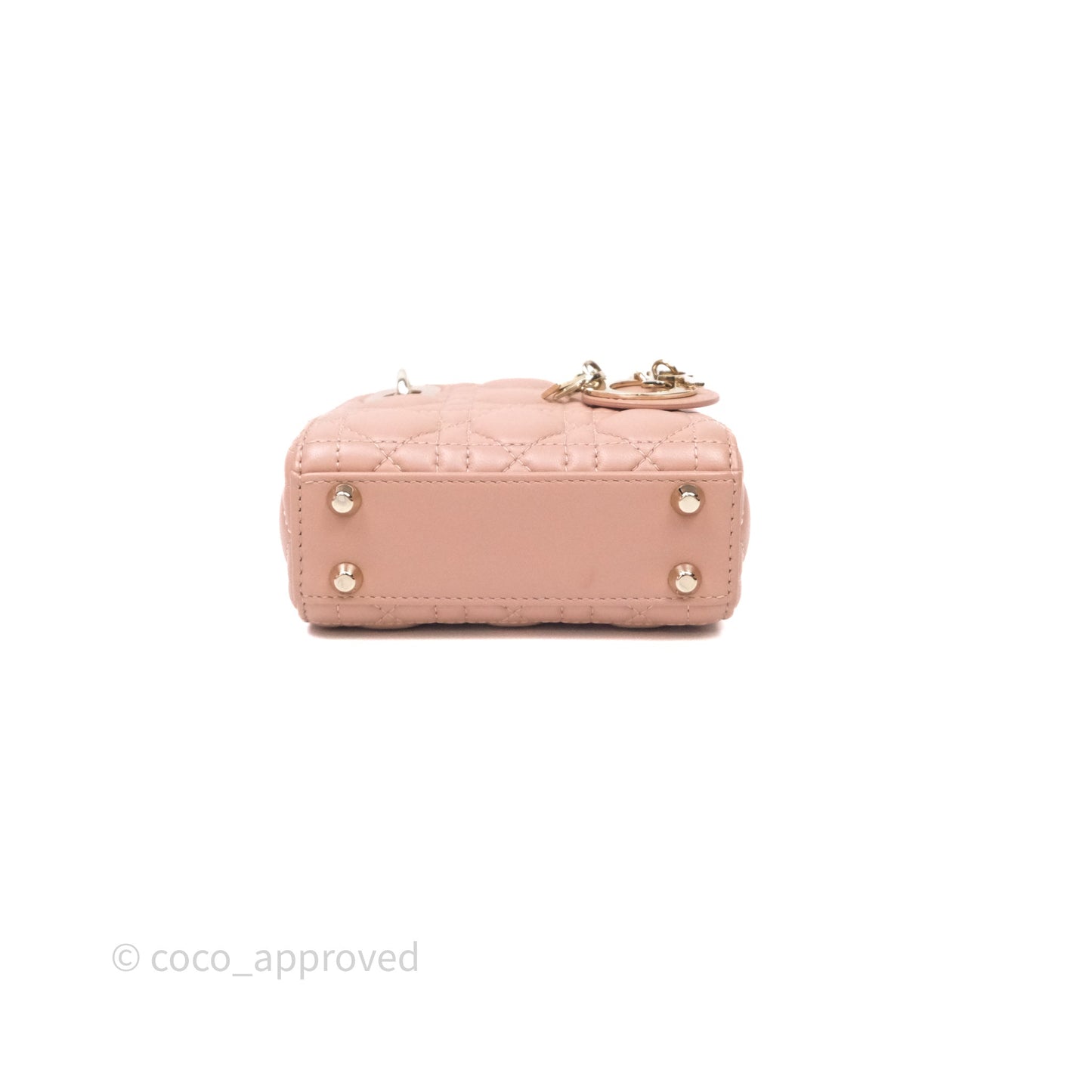 Christian Dior Micro Lady Dior Pink Beige Cannage Calfskin Gold Hardware