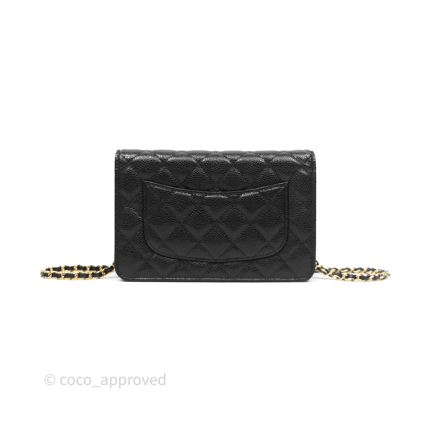 Chanel Classic Wallet On Chain WOC Quilted Black Caviar Gold Hardware