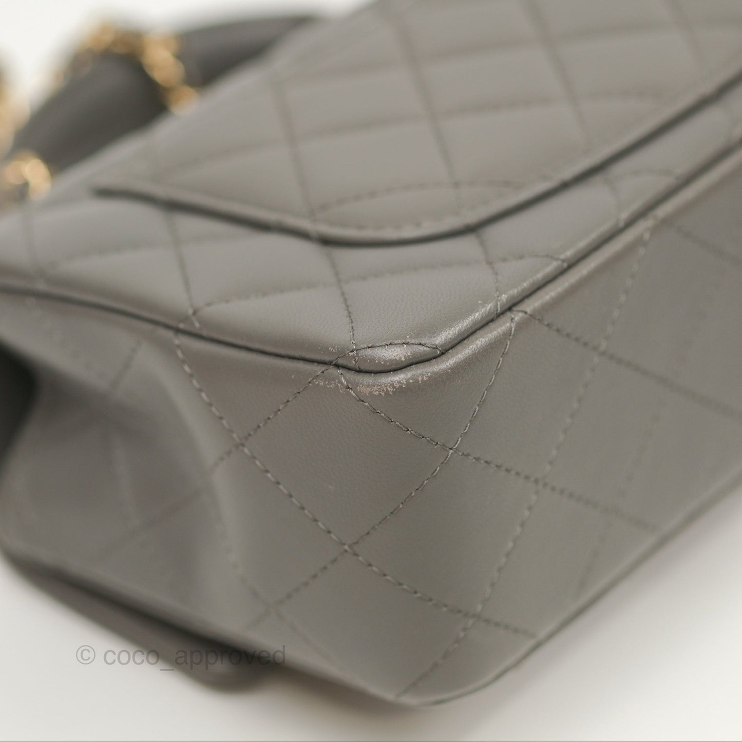 Chanel Top Handle Mini Rectangular Flap Bag Grey Lambskin Gold Hardware