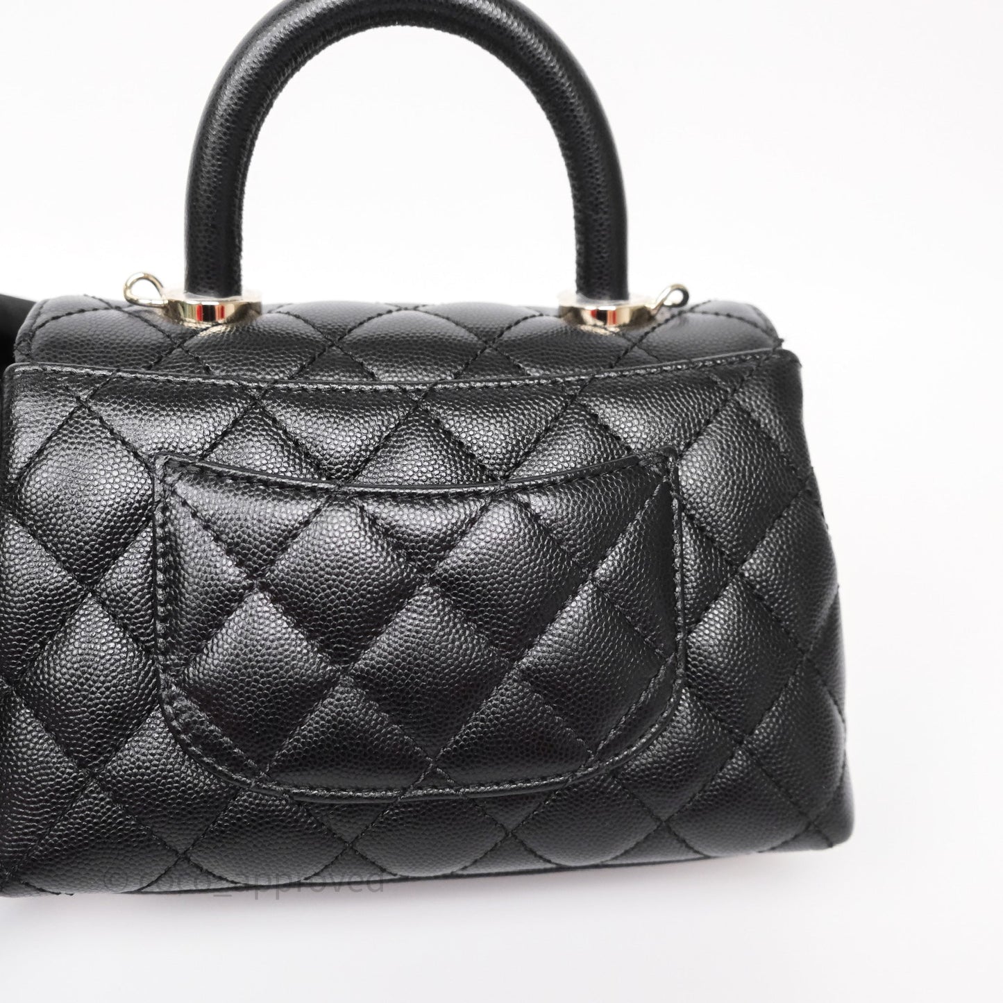 Chanel Mini Coco Handle Quilted Black Caviar Gold Hardware