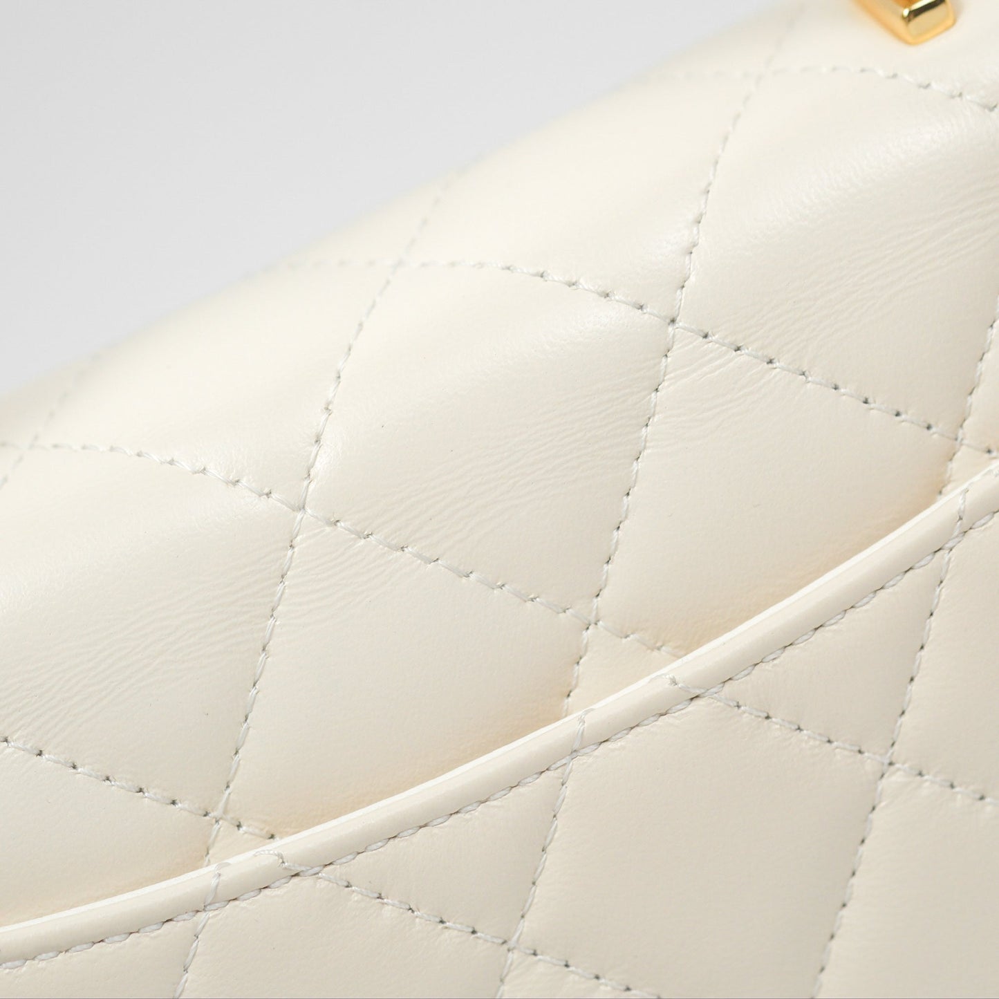 Chanel Top Handle White Lambskin Gold Hardware