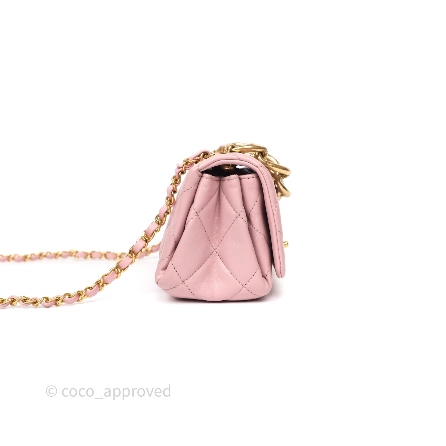 Chanel Mini Color Match Flap Quilted Pink Lambskin Aged Gold Hardware