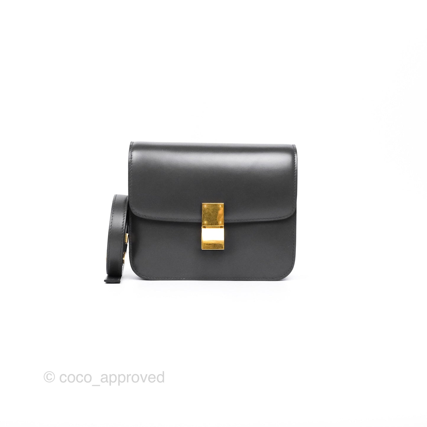 Celine Teen Classic Box Flap Dark Grey Box Calfskin