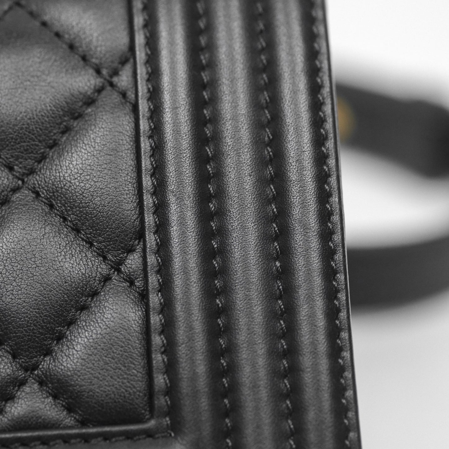 Chanel Small Boy Quilted Black Calfskin Aged Gold Hardware