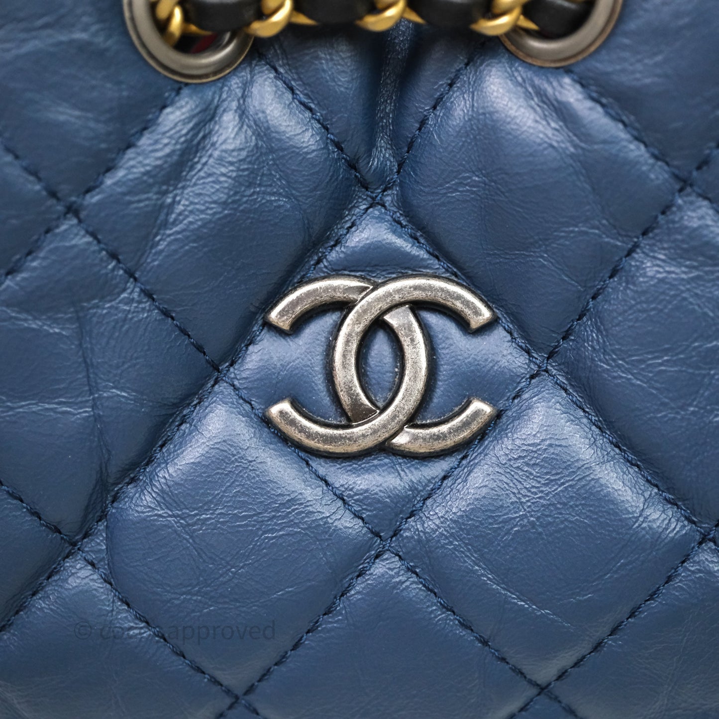 Chanel Small Gabrielle Backpack Quilted Navy Black Aged Calfskin