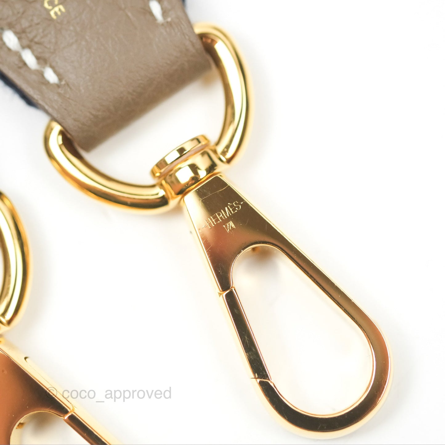 Hermès Mini Evelyne Etoupe Clemence Gold Hardware with Bleu Indigo Strap