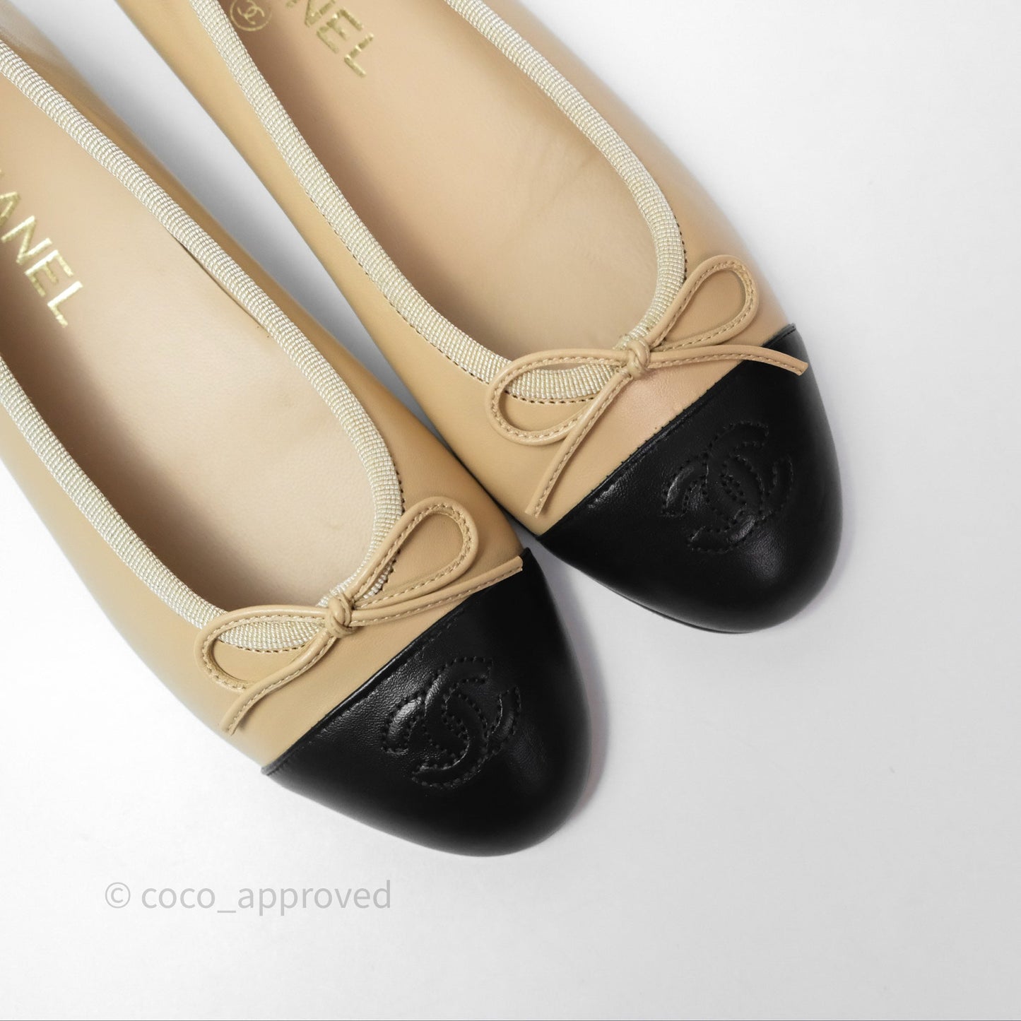 Chanel Ballerina Flats Black/Beige Size 38