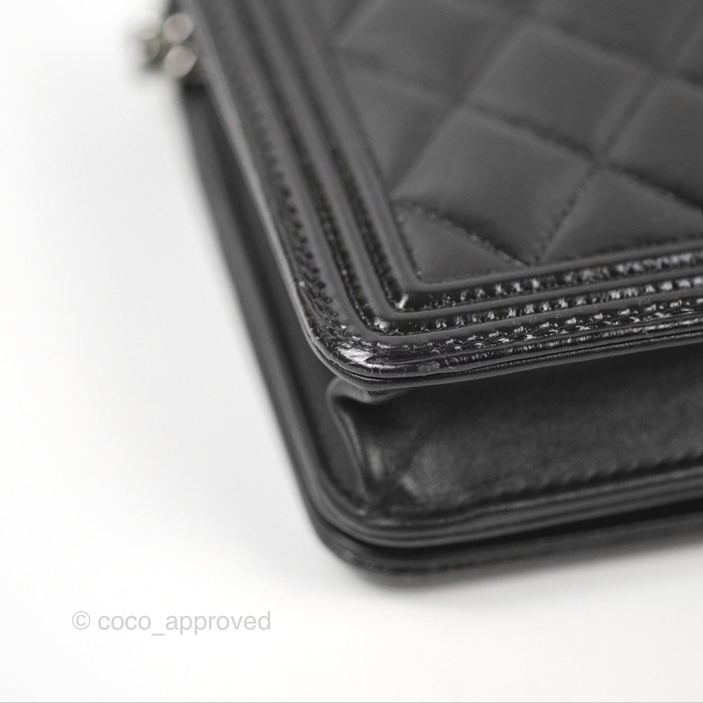 Chanel Quilted Boy Wallet on Chain WOC Black Aged Calfskin Gun Metal