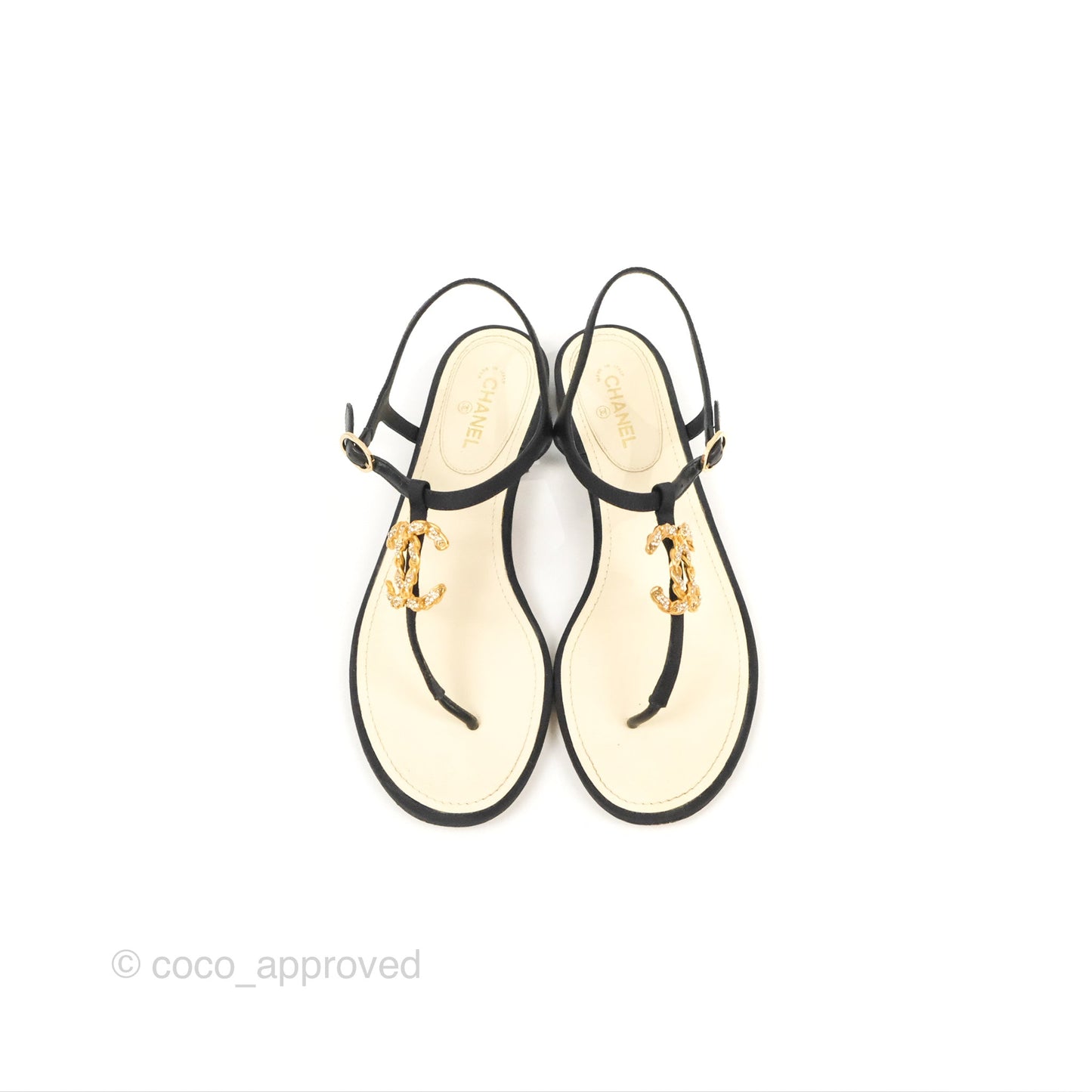 Chanel Jeweled CC Thong Sandals 37.5