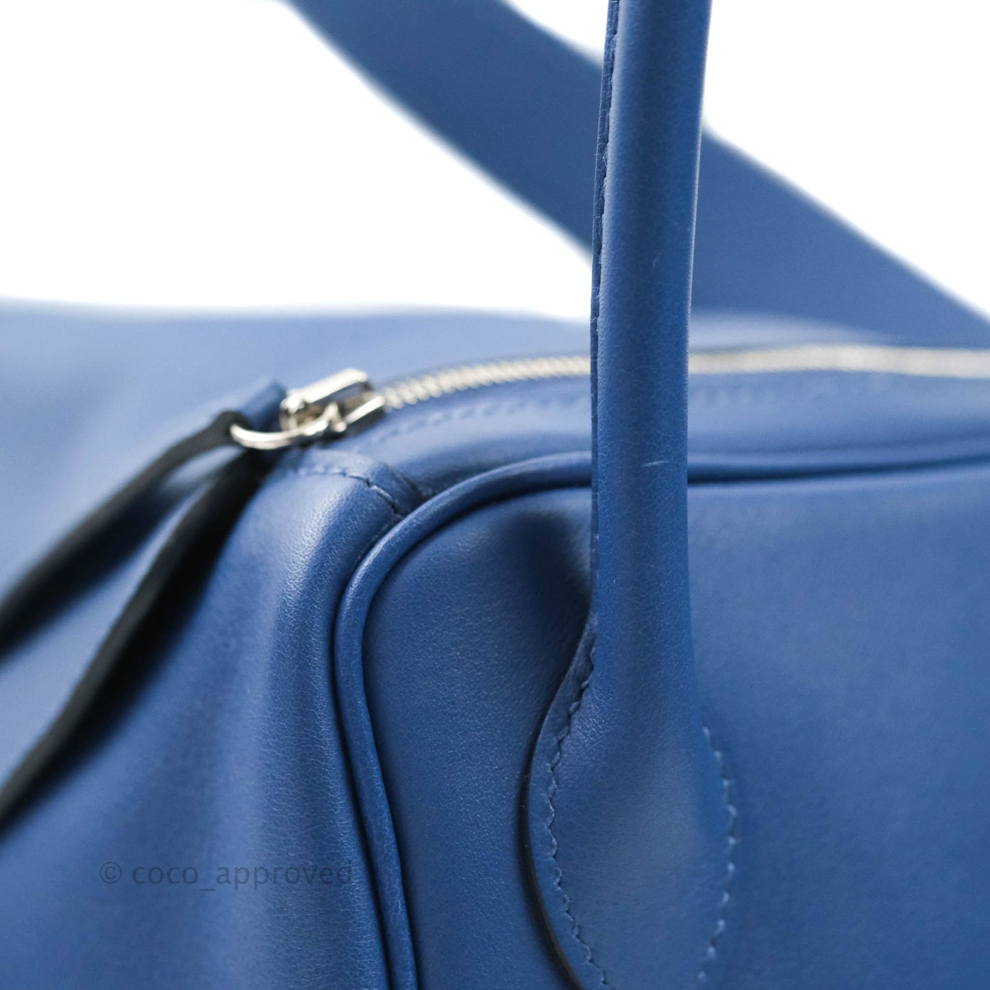 Hermès Lindy 26 Tressage de Cuir Swift Bleu Brighton Palladium Hardware