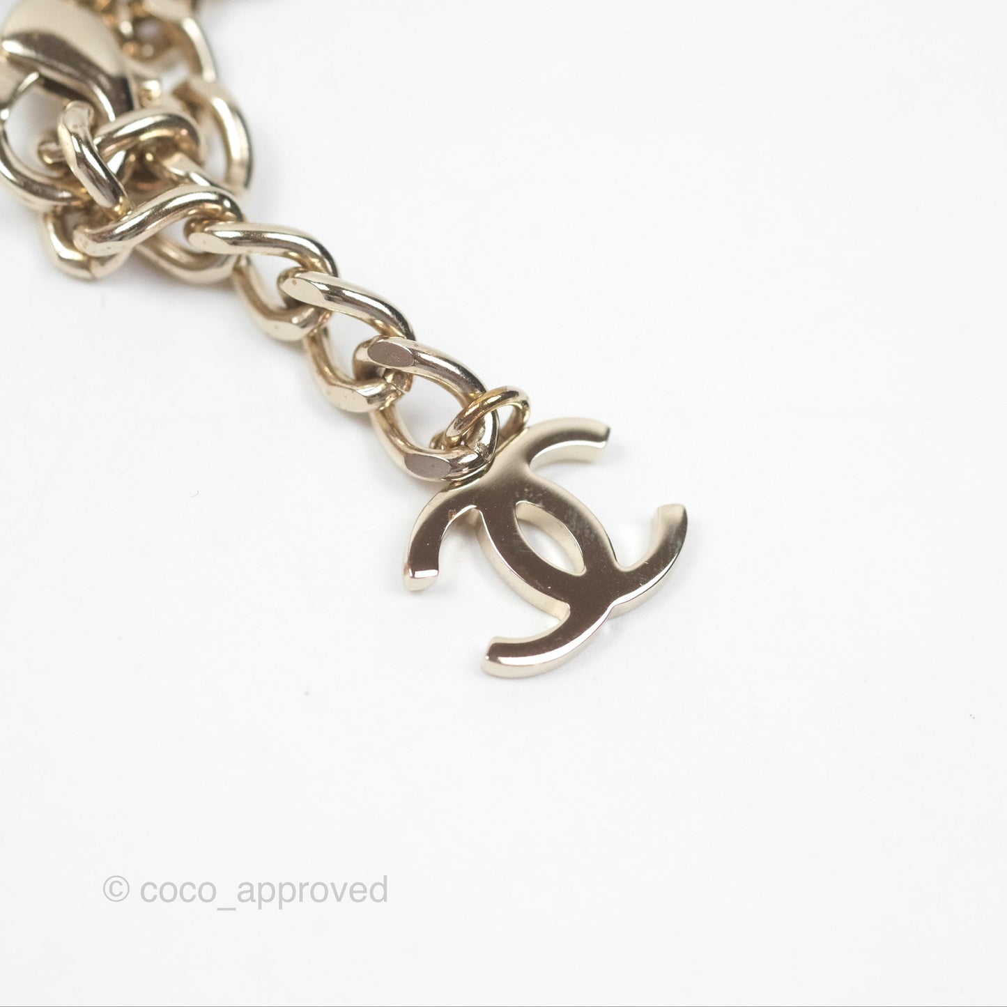 Chanel Flap Bag Charm Black Leather Chain Necklace Gold Tone 21S