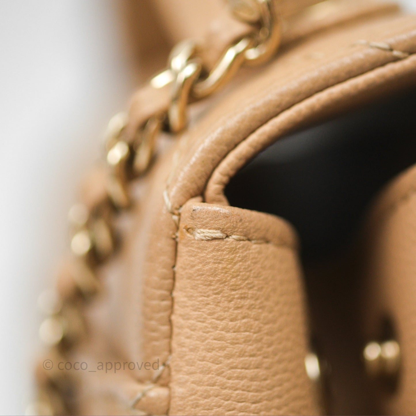 Chanel Quilted Small Business Affinity Flap Beige Caviar Gold Hardware