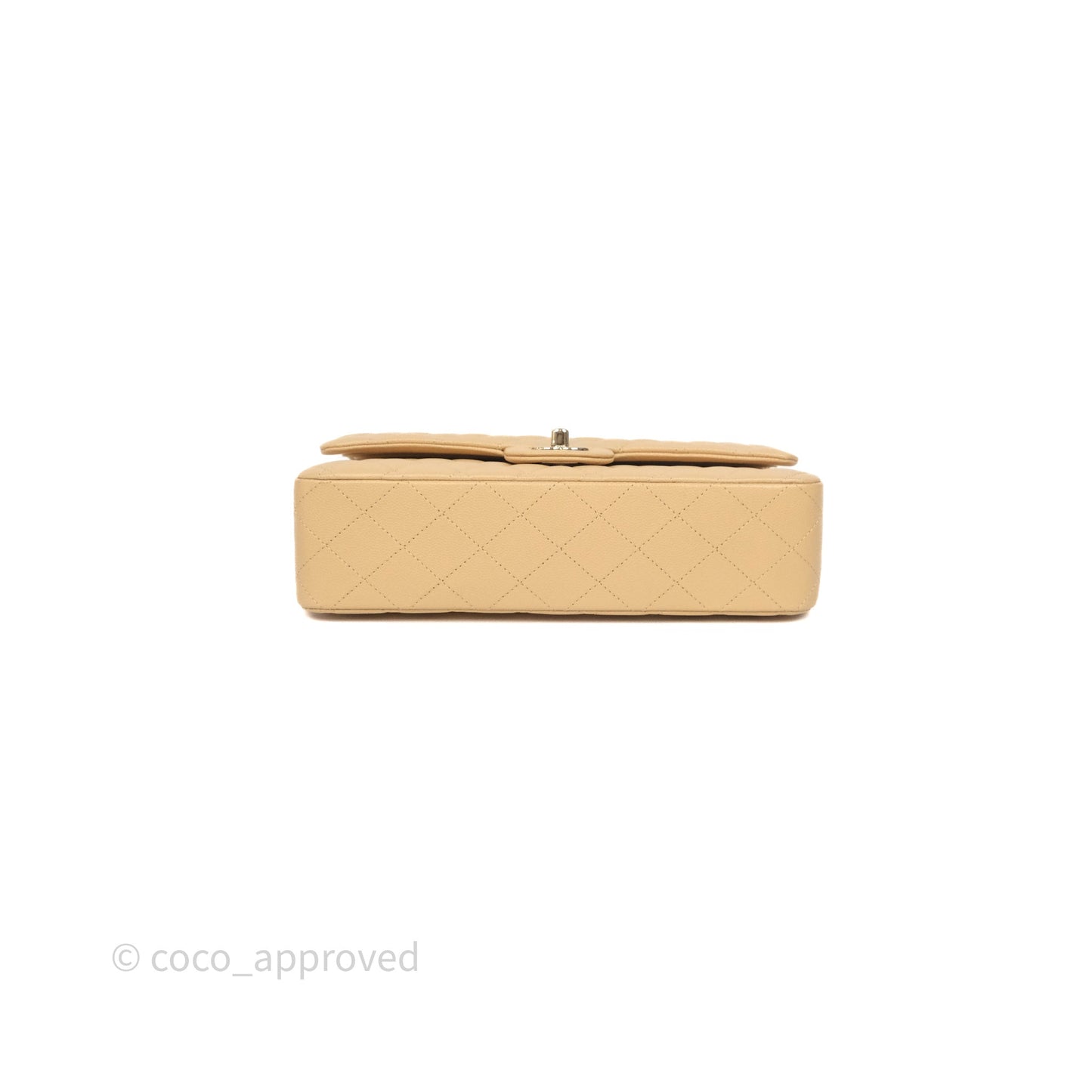 Chanel Classic M/L Medium Flap Quilted Beige Caviar Gold Hardware