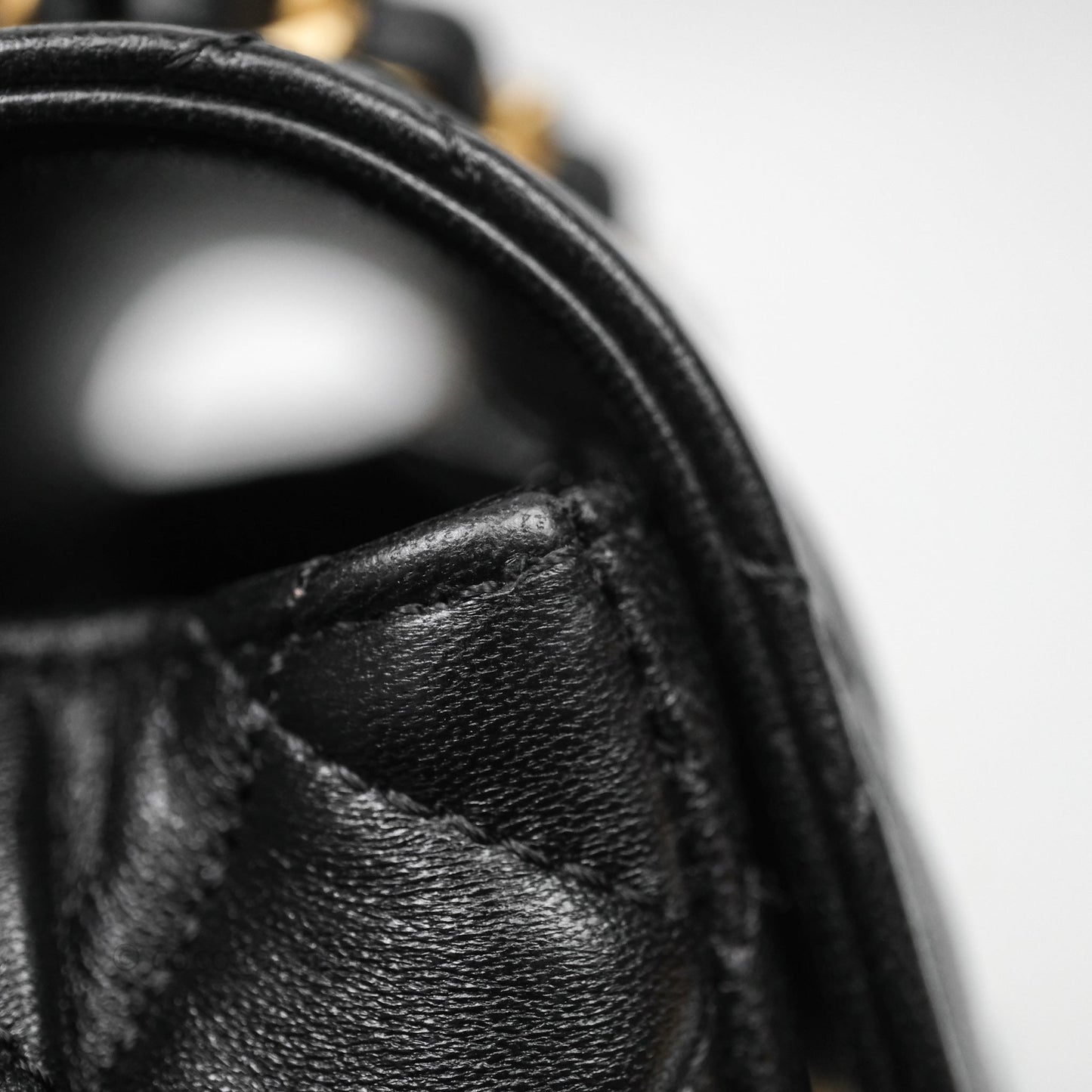 Chanel Top Handle Mini Rectangular Flap Bag Black Lambskin Aged Gold Hardware