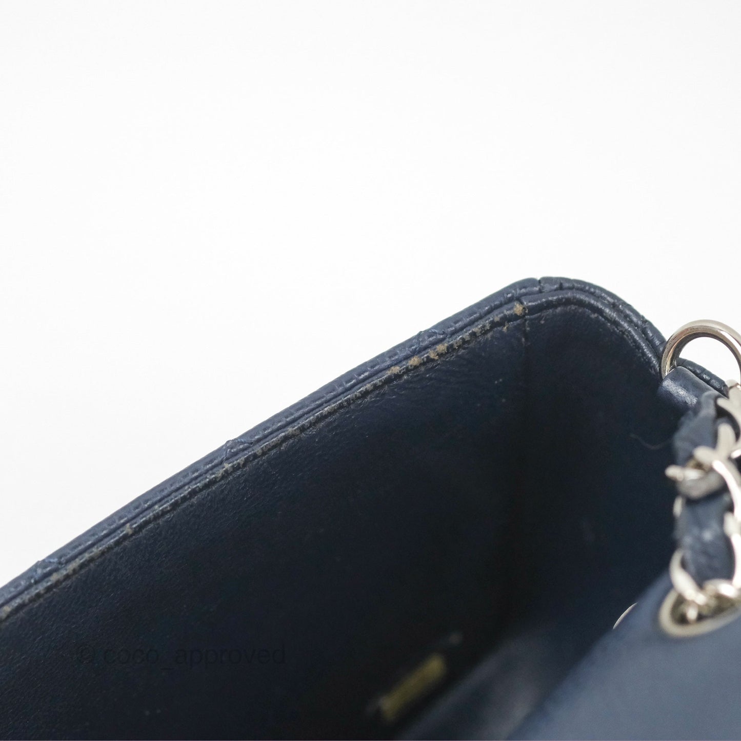 Chanel Quilted Mini Rectangular Flap Navy Caviar Silver Hardware