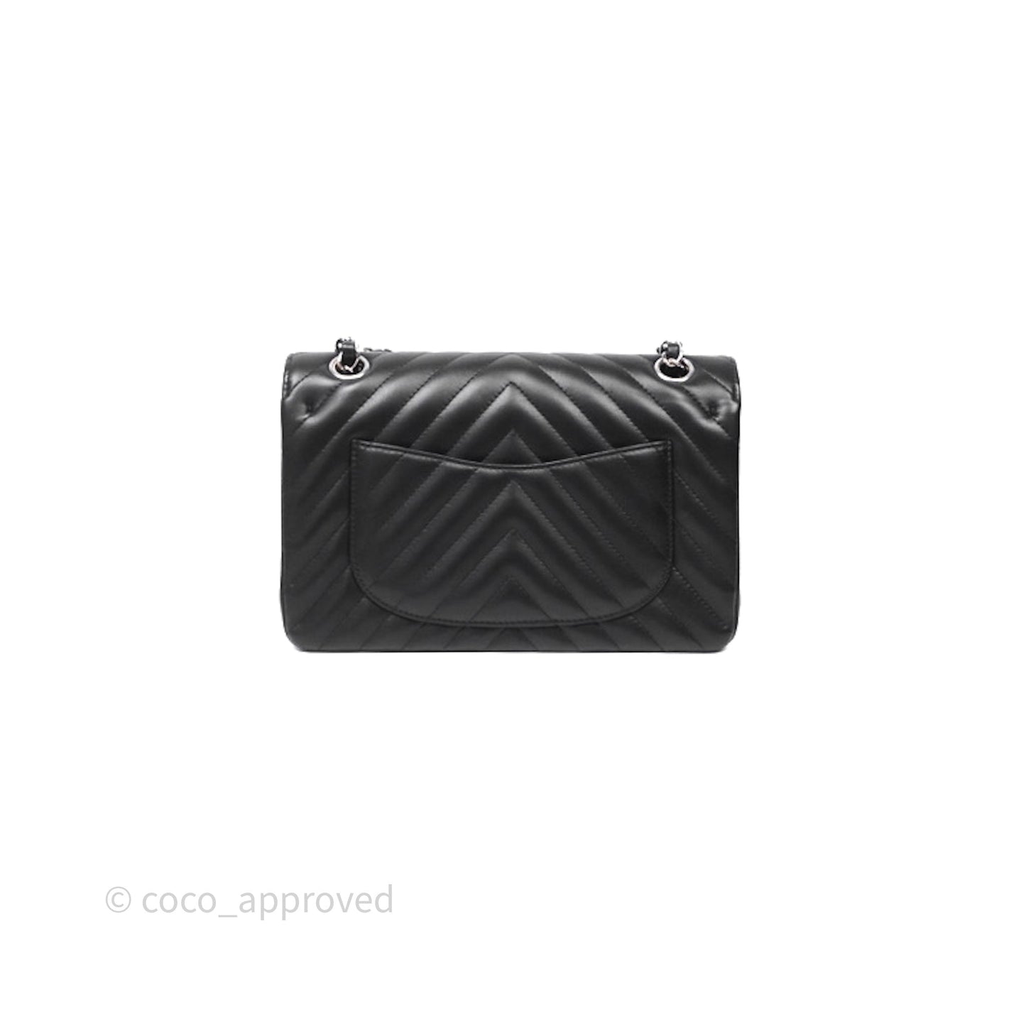 Chanel Small Classic Chevron Flap Black Lambskin Silver Hardware