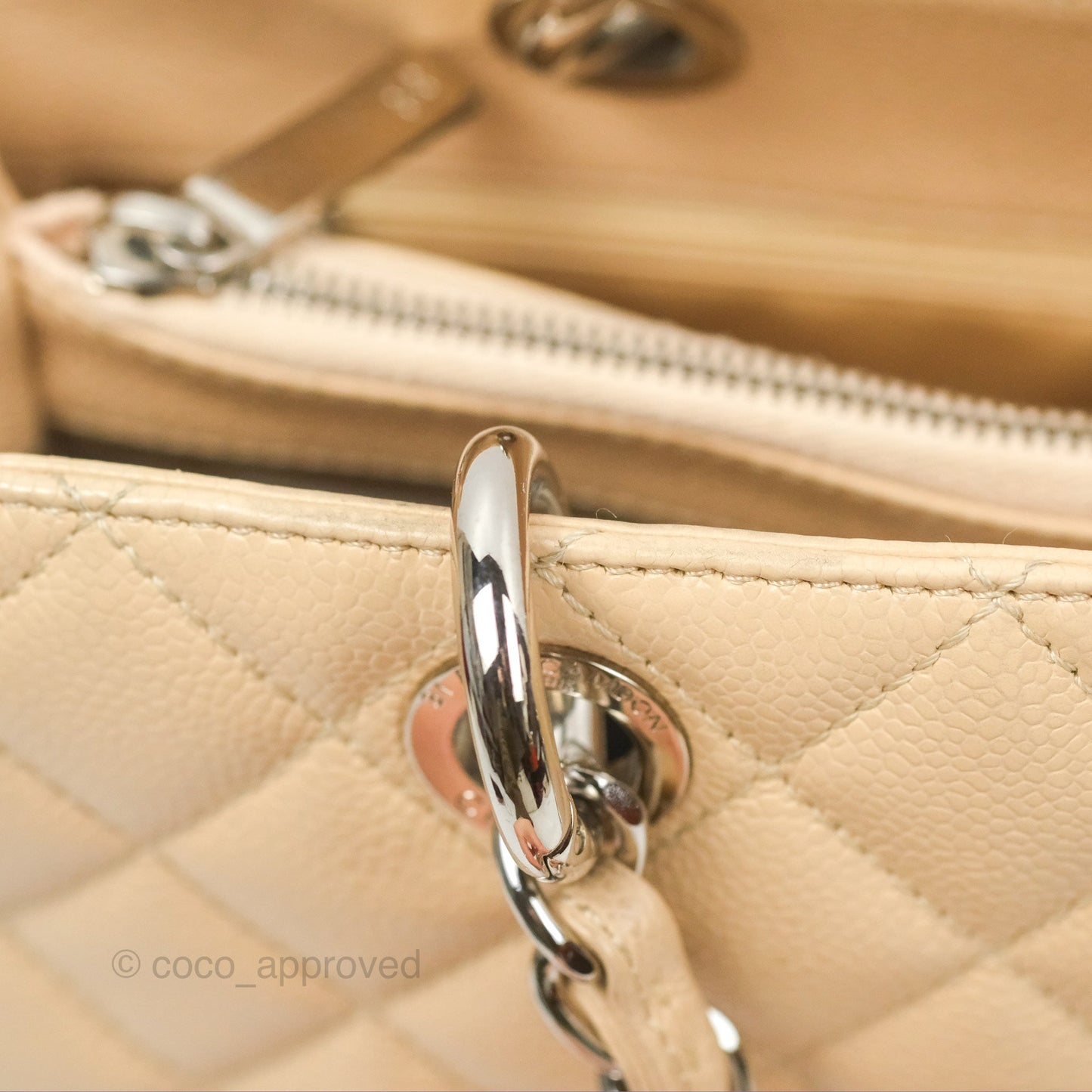 Chanel GST Beige Caviar Silver Hardware