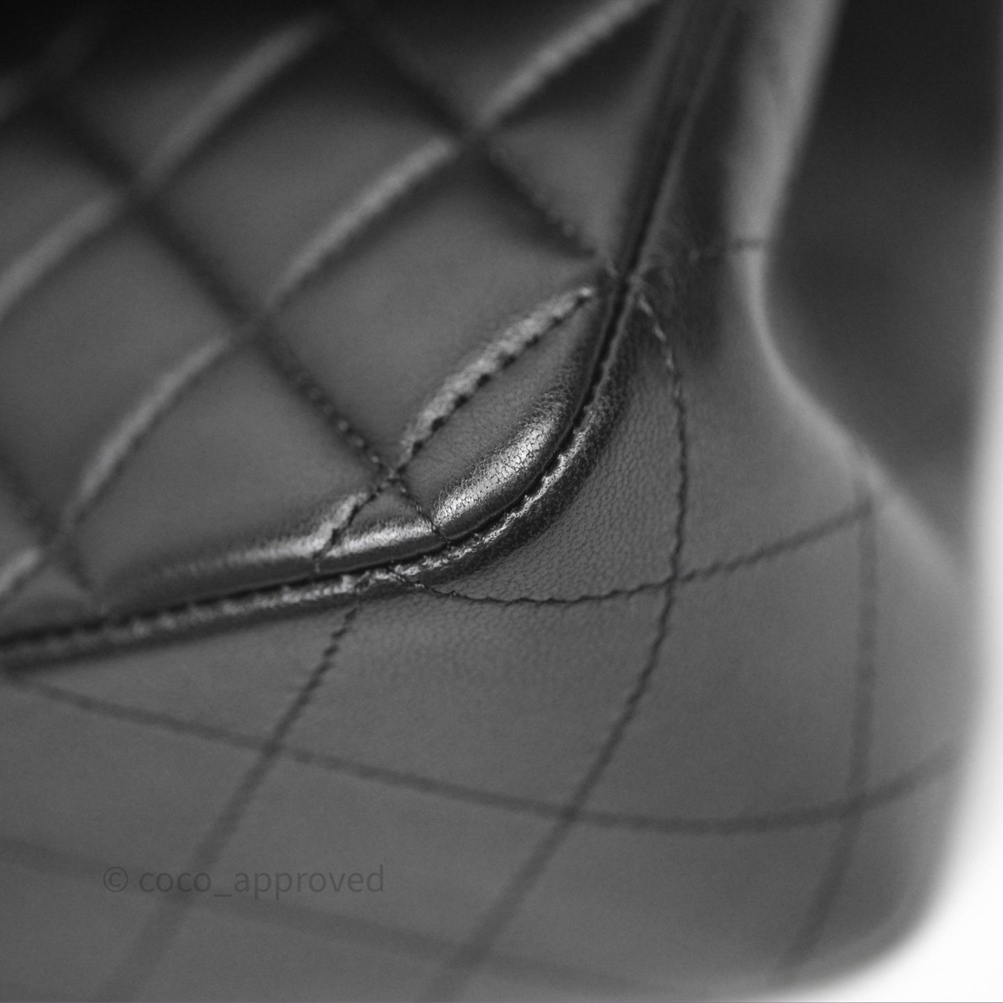 Chanel Classic M/L Medium Flap Quilted Black Lambskin Silver Hardware