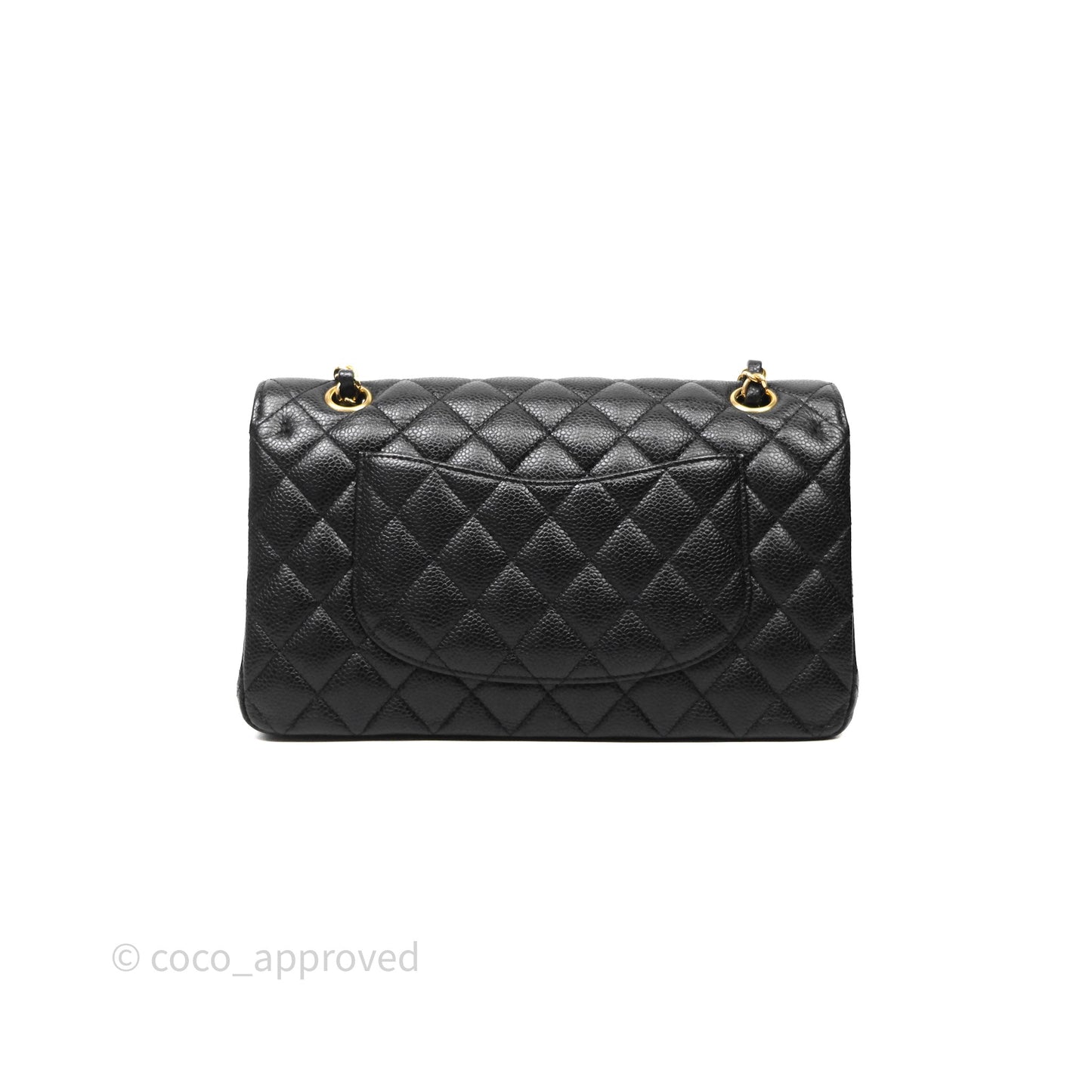 Chanel Classic M/L Medium Flap Quilted Black Caviar Gold Hardware