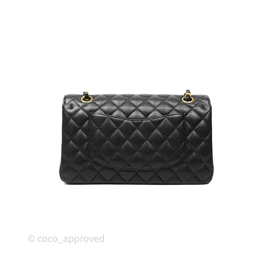Chanel Classic M/L Medium Flap Quilted Black Caviar Gold Hardware