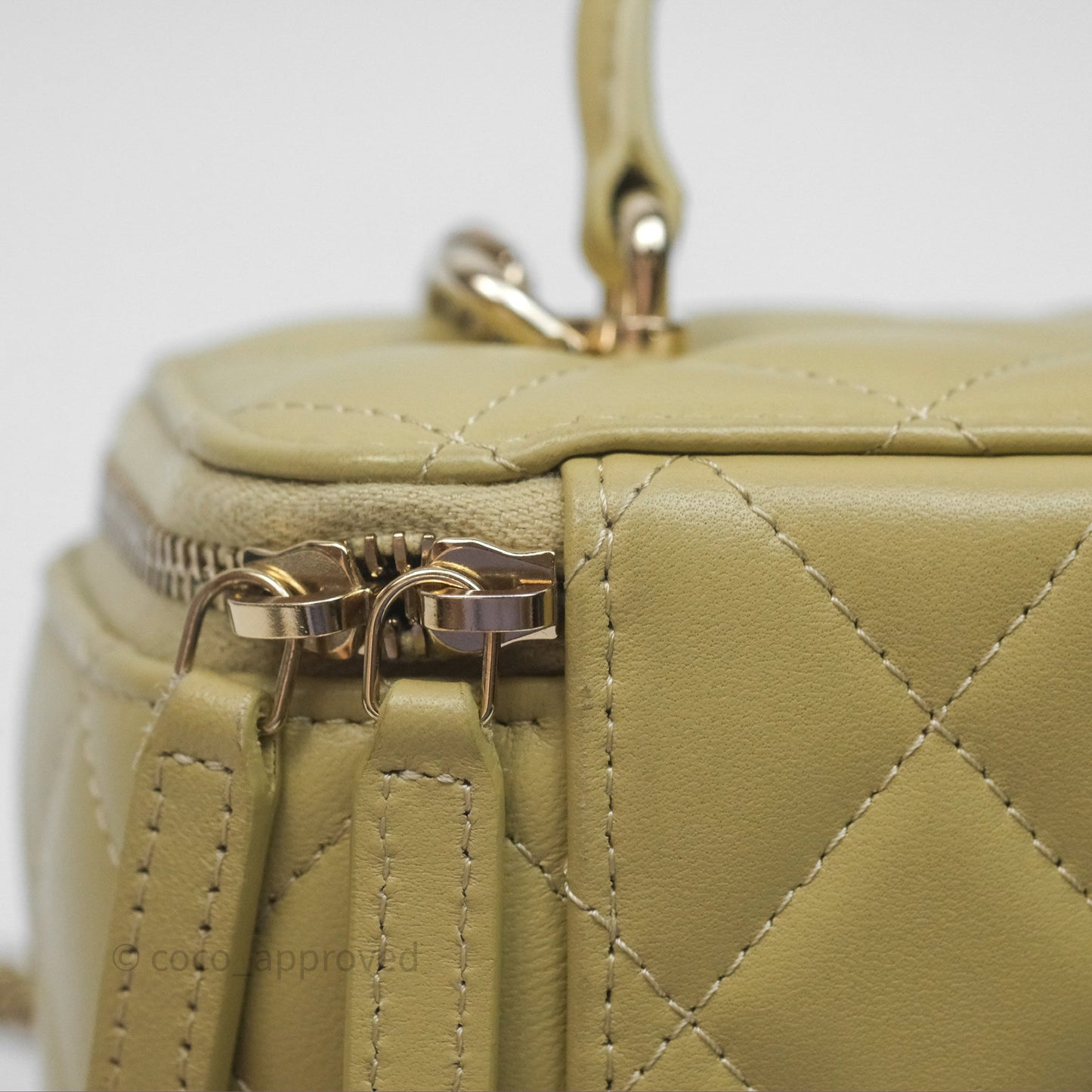 Chanel Top Handle Vanity with Chain Olive Green Lambskin Aged Gold Hardware