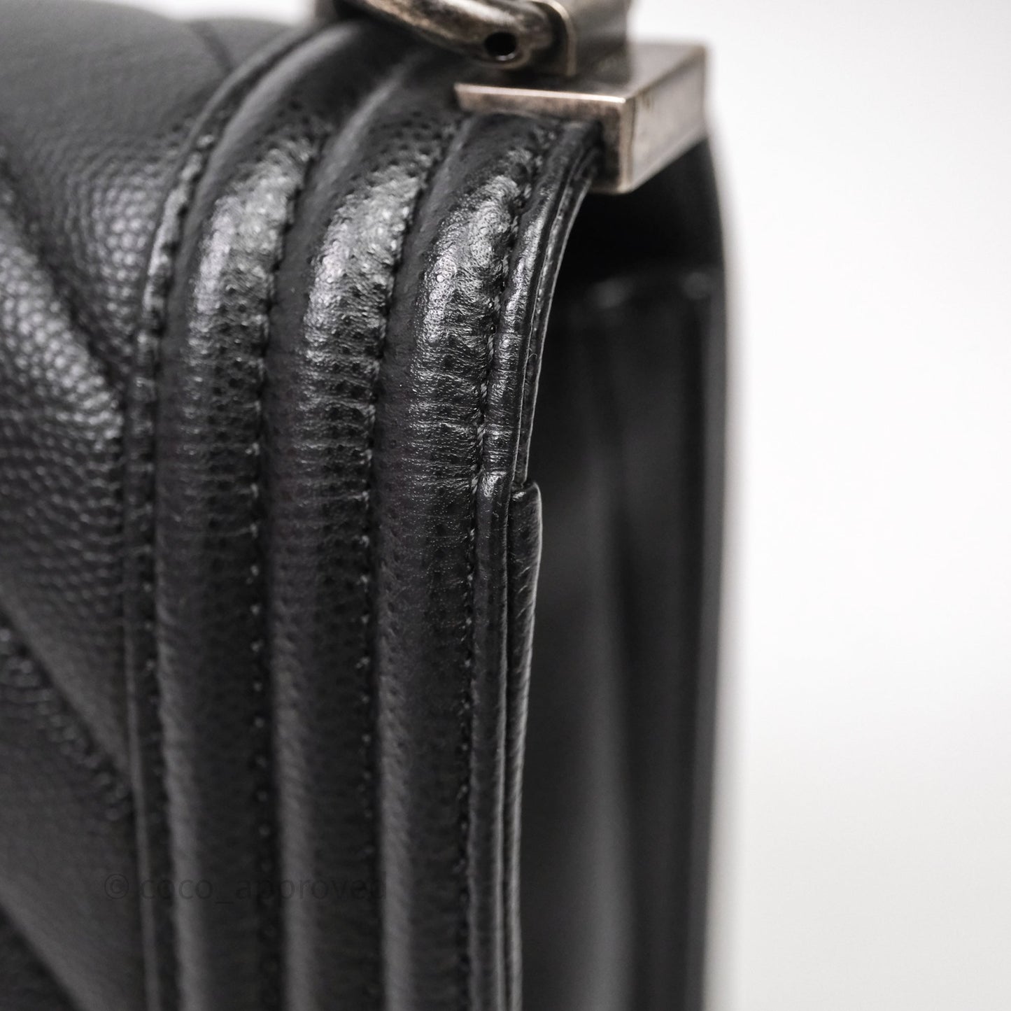 Chanel Medium Boy Chevron Black Caviar Ruthenium Hardware