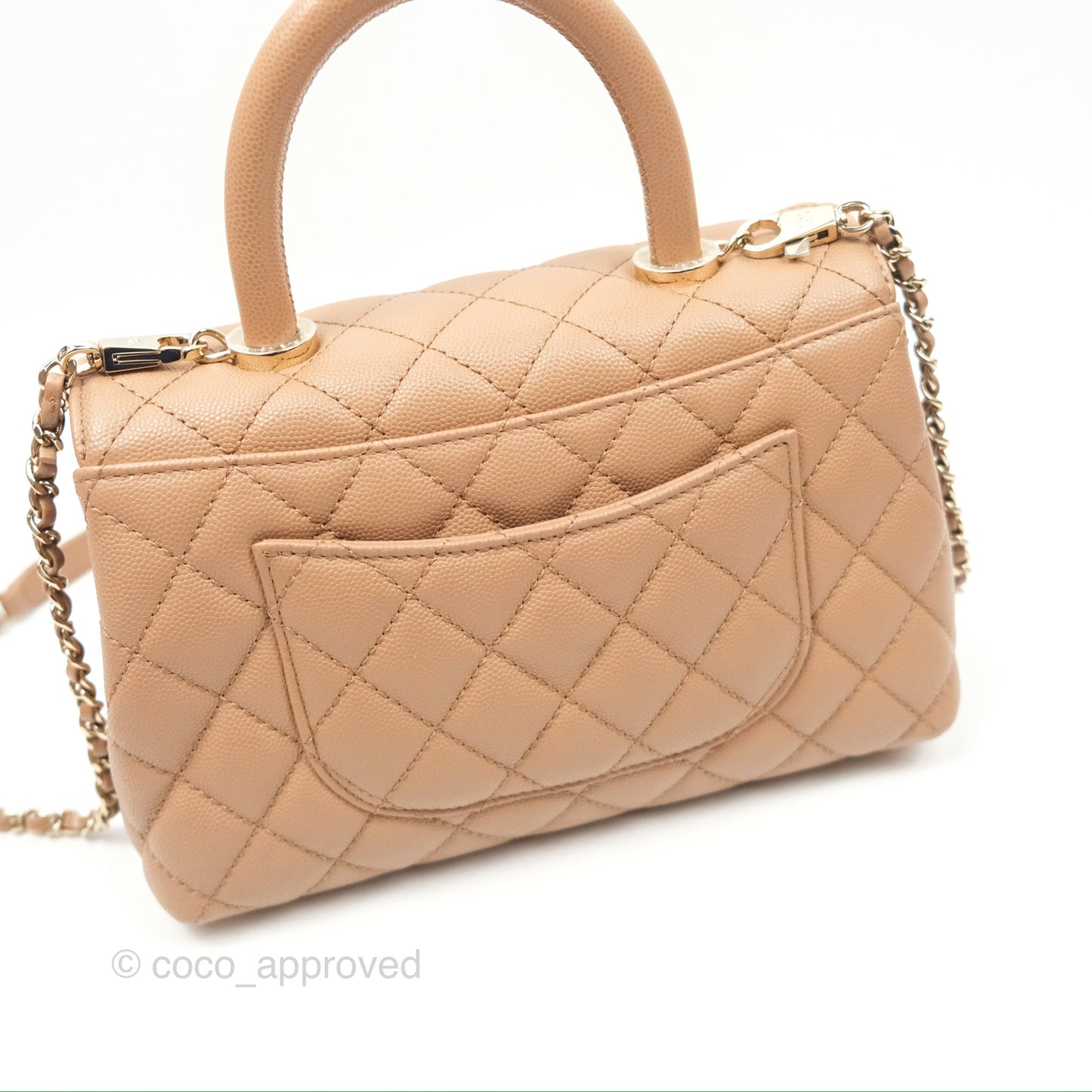 Chanel Small Coco Handle Quilted Beige Caviar Gold Hardware