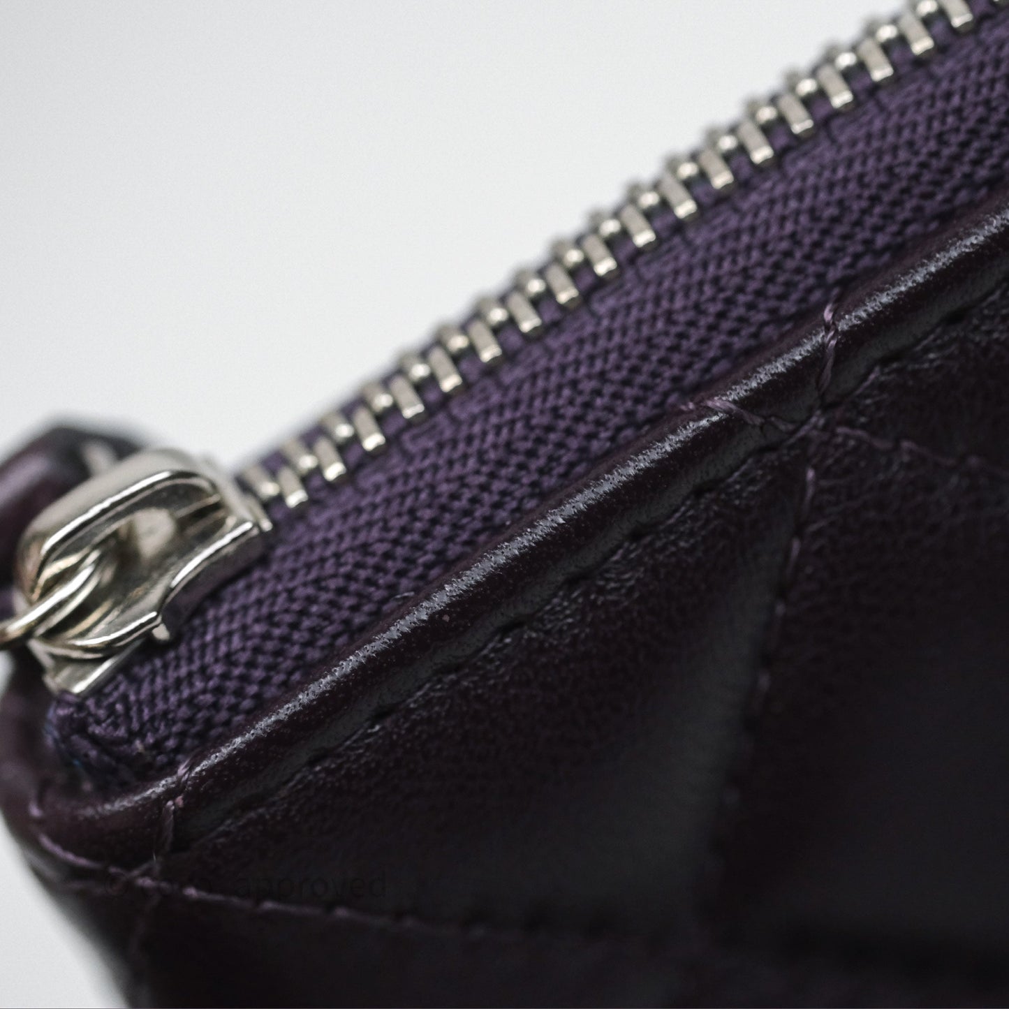 Chanel Quilted Small O Case Dark Purple Lambskin Silver Hardware