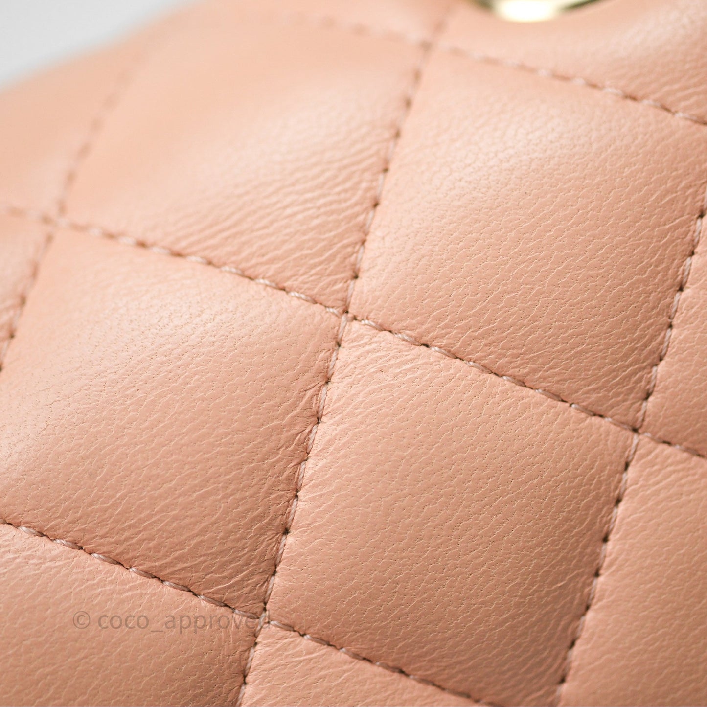 Chanel Mini Square Flap Quilted Beige Pink Lambskin Gold Hardware
