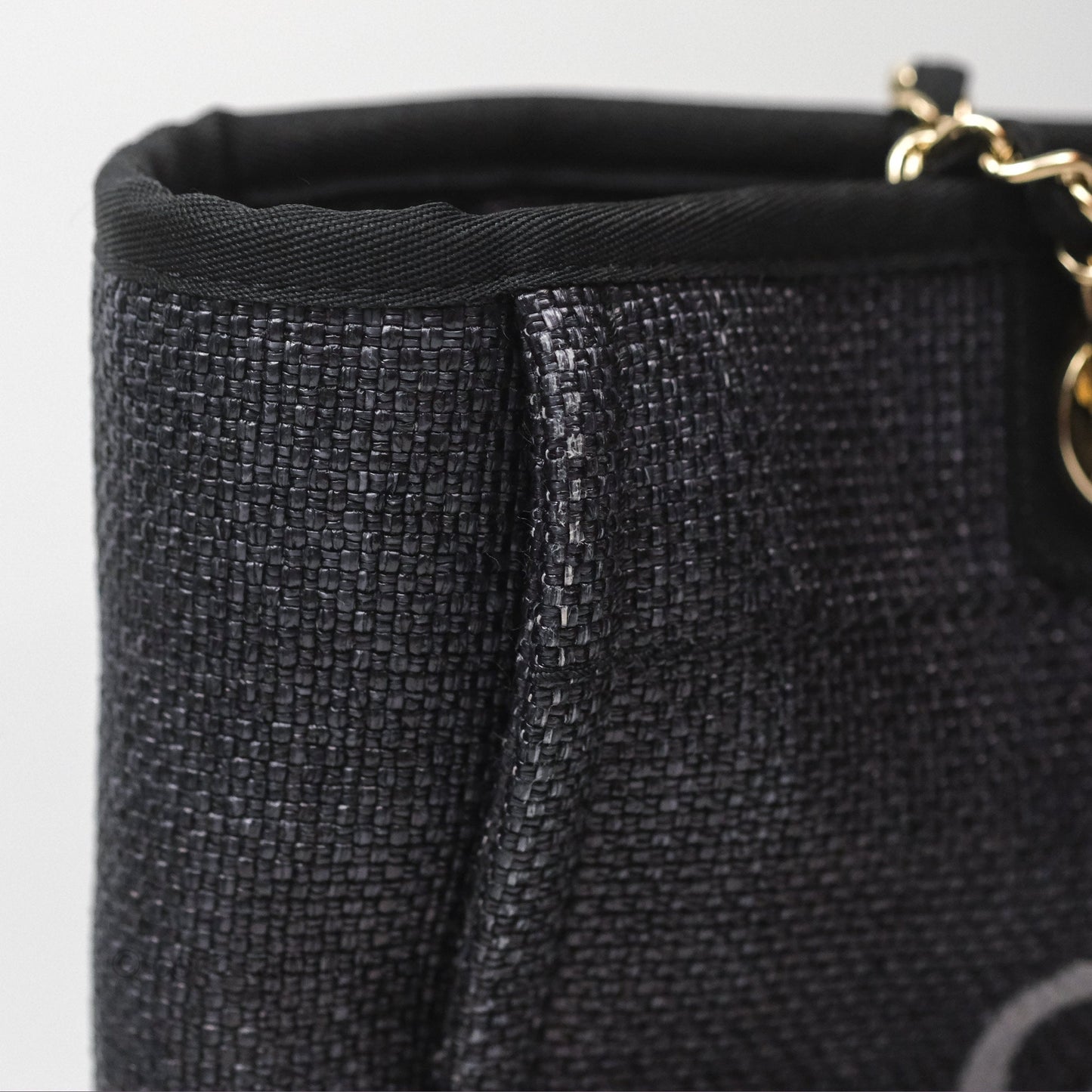 Chanel Medium Deauville Tote Black Canvas Gold Hardware