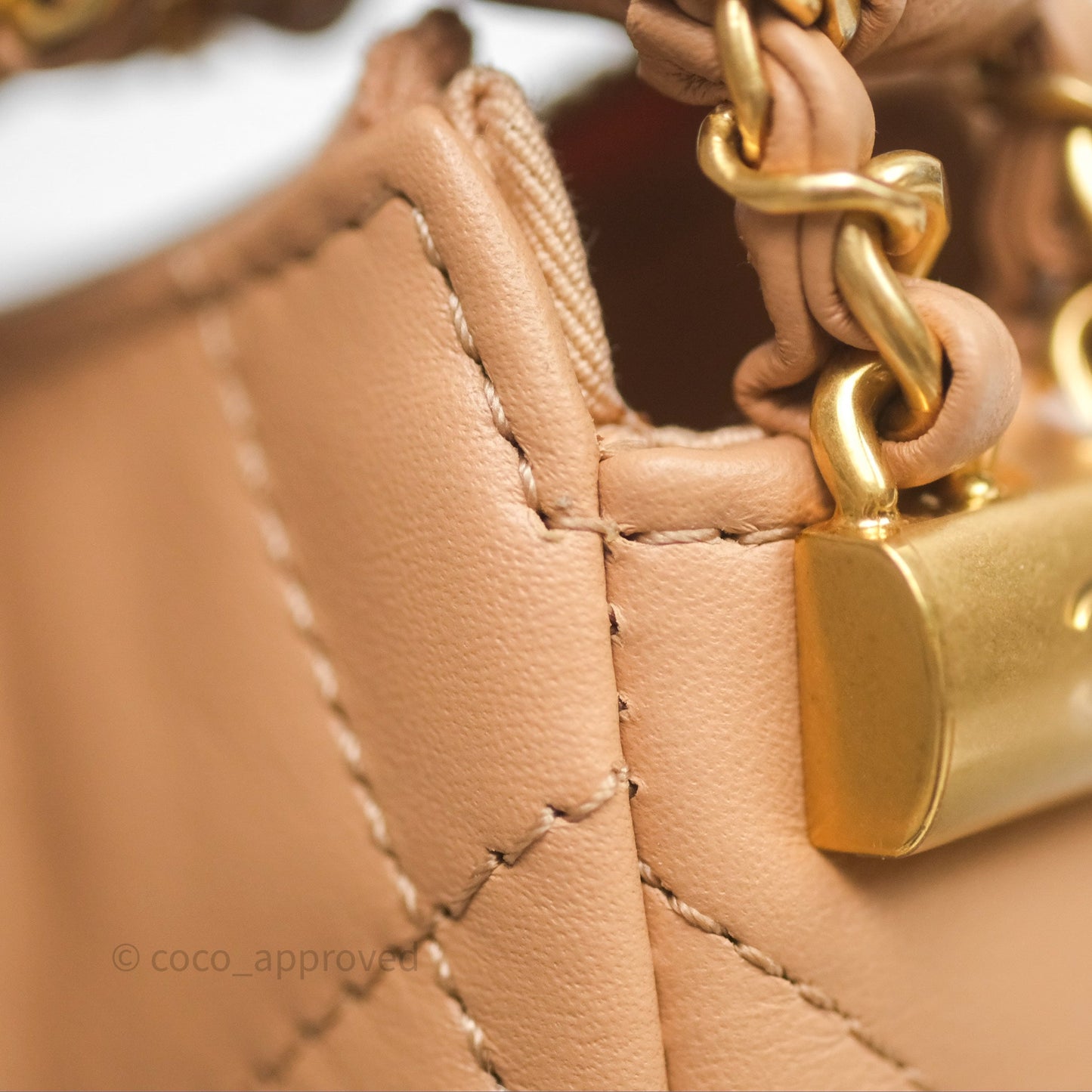 Chanel Large Hobo Bag Beige Aged Calfskin Aged Gold Hardware 23K