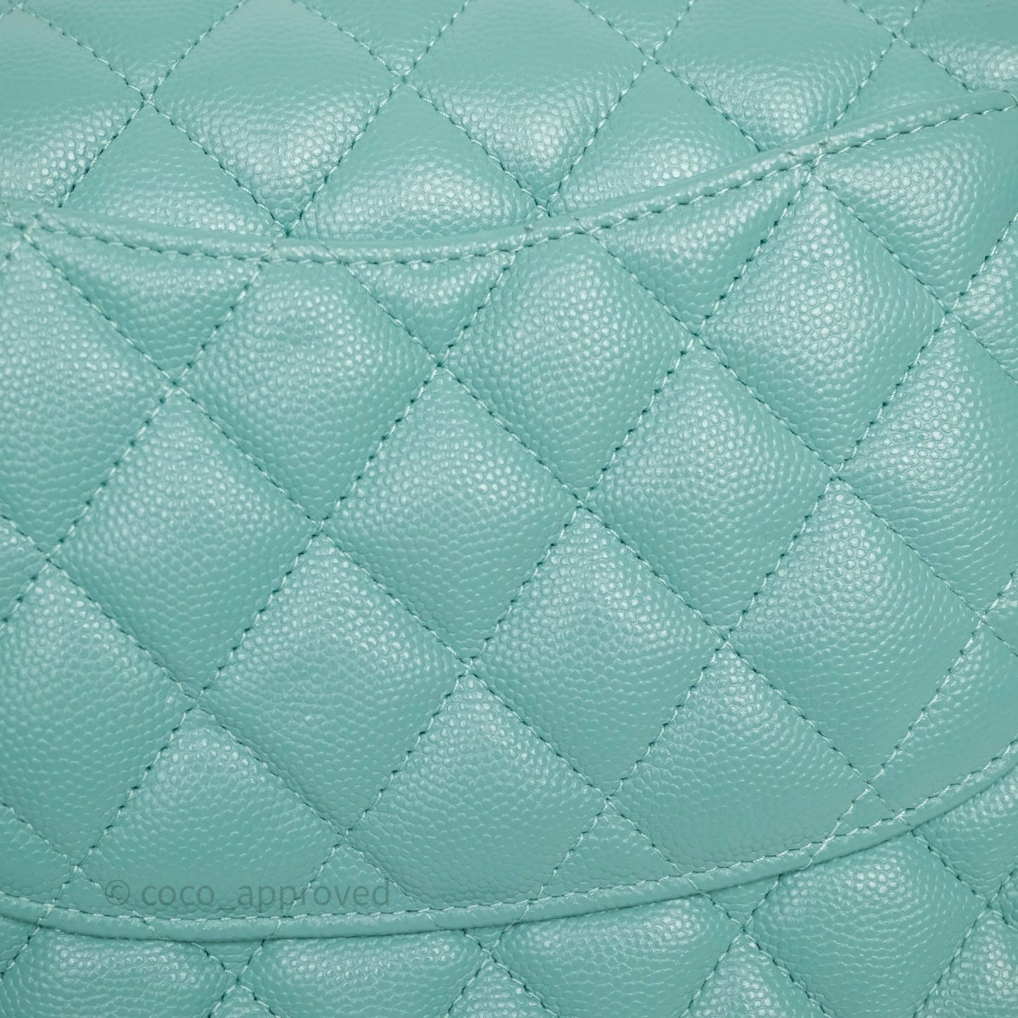 Chanel Classic M/L Medium Flap Quilted Tiffany Green Caviar Gold Hardware