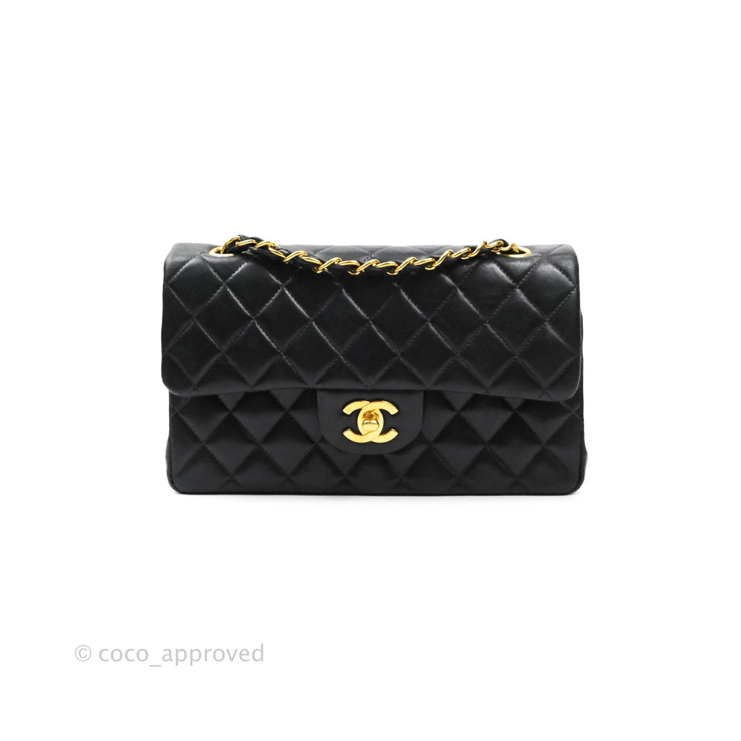 Chanel Classic Vintage Small S/M Flap Black Lambskin 24K Gold Hardware