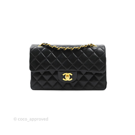 Chanel Classic Vintage Small S/M Flap Black Lambskin 24K Gold Hardware
